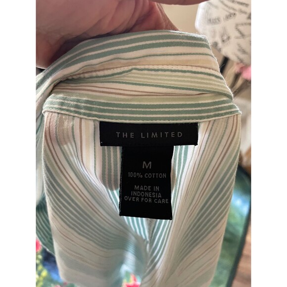 The Limited Women's Button Up Blouse Medium Slashed 3/4 Flared Sleeves with Tie - Picture 6 of 6